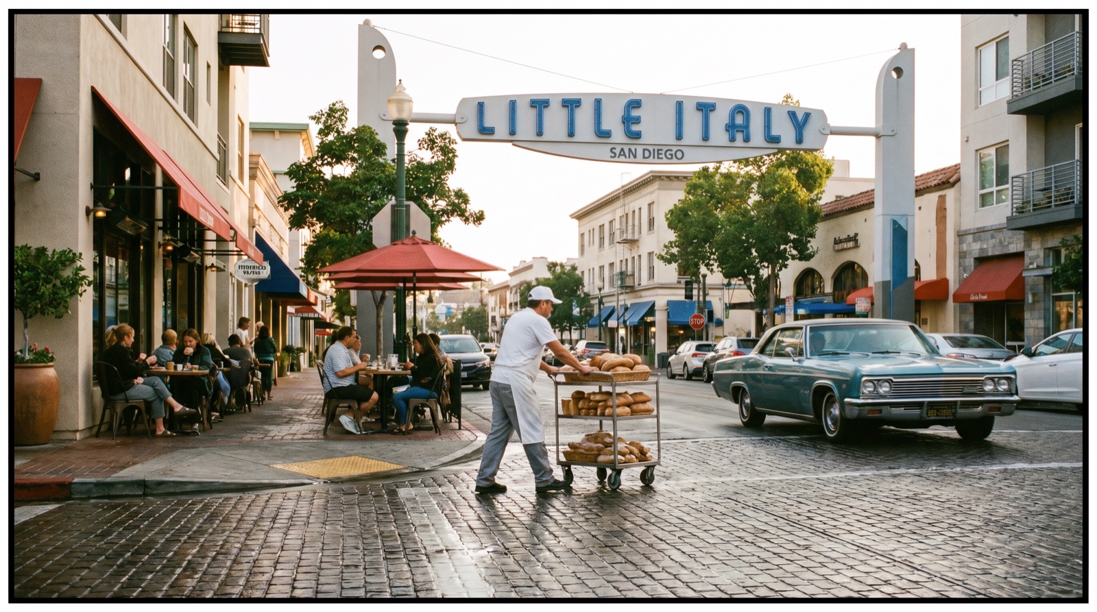 Editorial photograph of Little Italy in San Diego