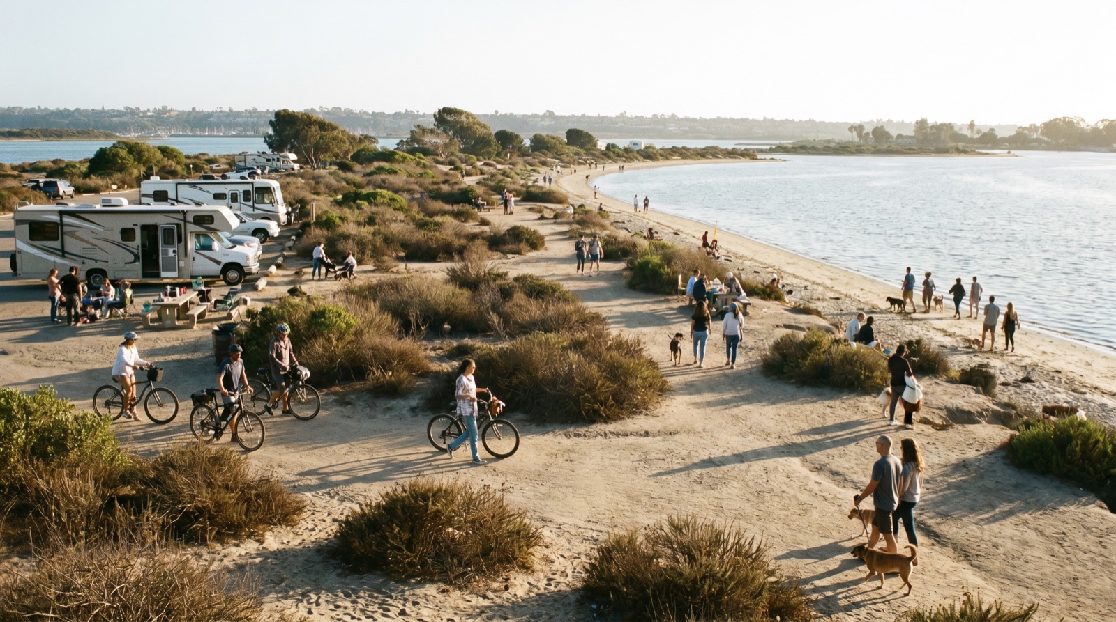 Editorial photograph of Fiesta Island in San Diego