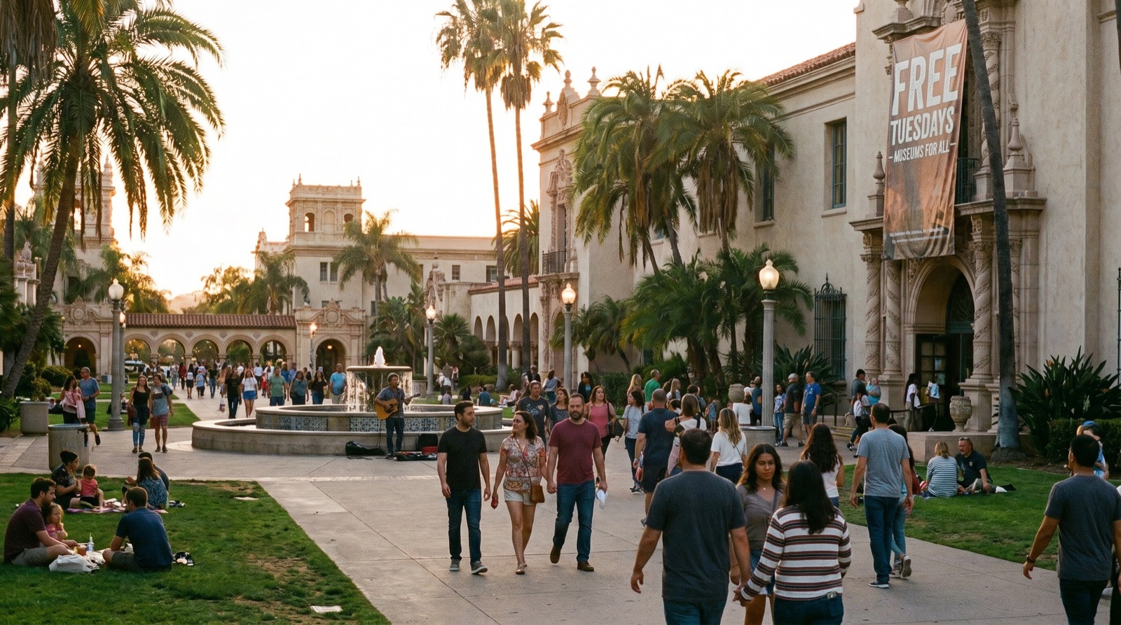 Editorial photograph of Balboa Park Free Tuesdays in San Diego