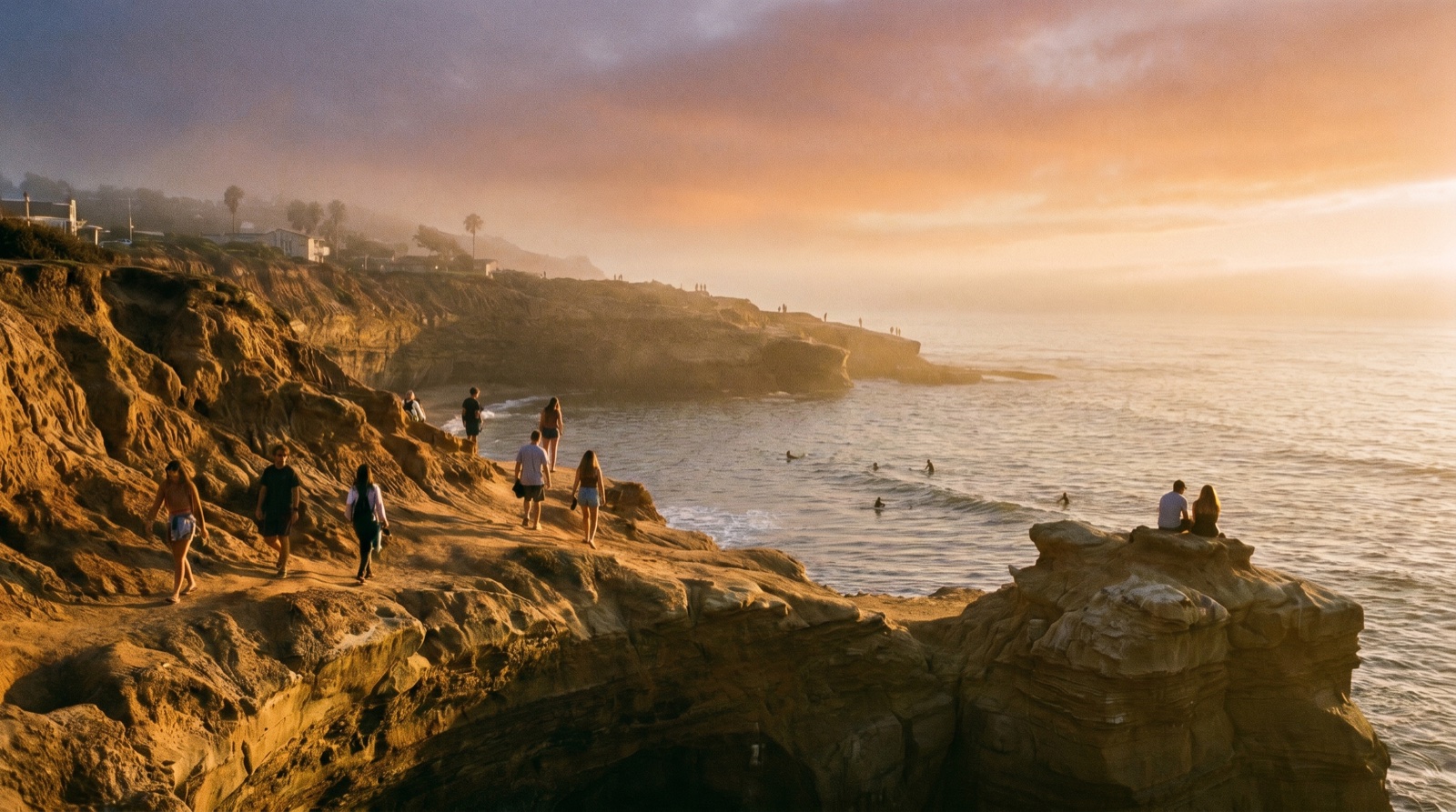 Editorial photograph of Sunset Cliffs Natural Park in San Diego