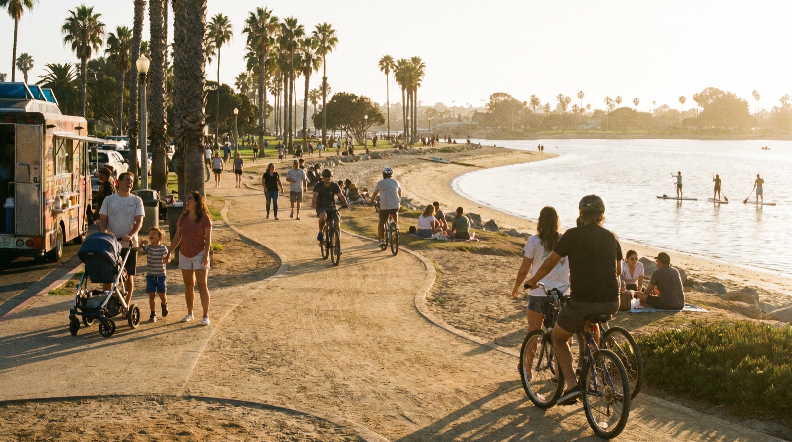 Editorial photograph of Mission Bay Park in San Diego