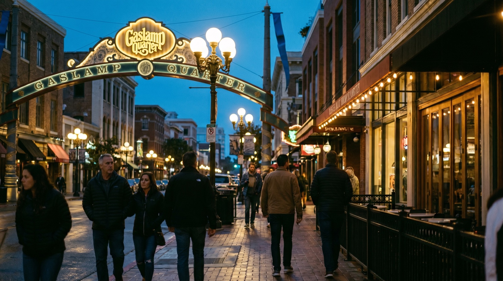 Editorial photograph of Gaslamp Quarter in San Diego