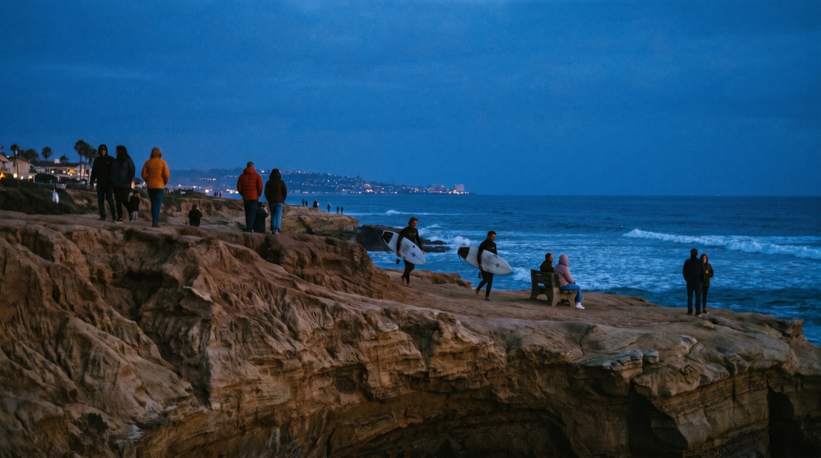 Editorial photograph of Sunset Cliffs in San Diego