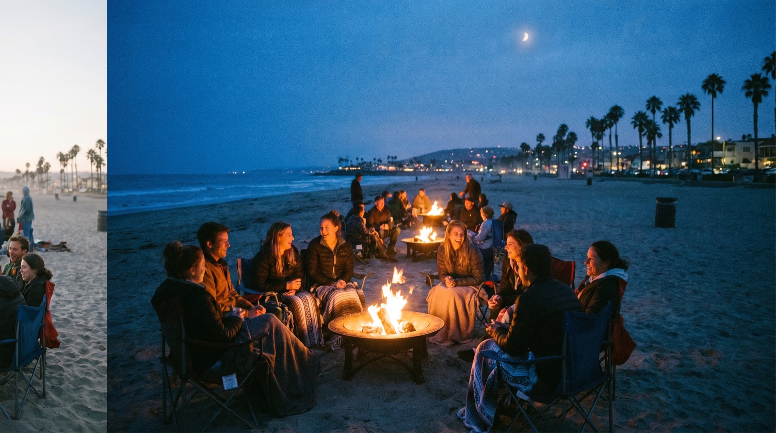 Editorial photograph of Beach Bonfires in San Diego