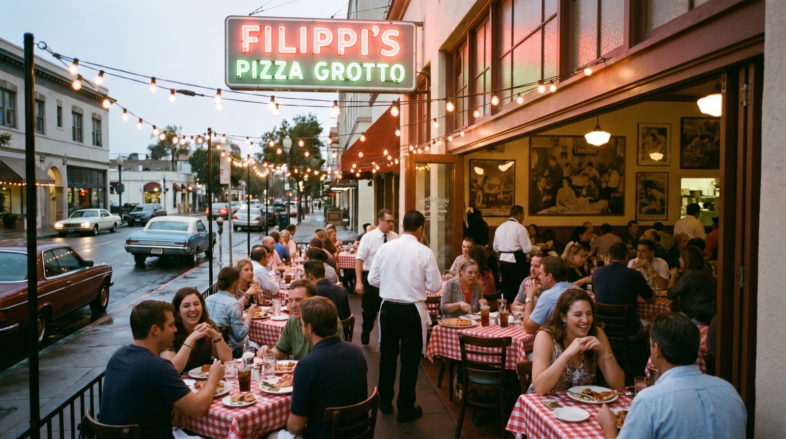 Editorial photograph of Filippi's Pizza Grotto in San Diego